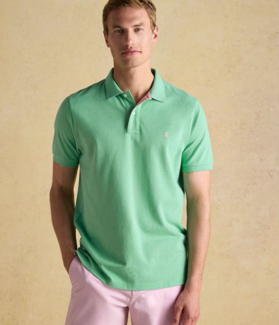Green Woody Pure Cotton Pique Polo Shirt