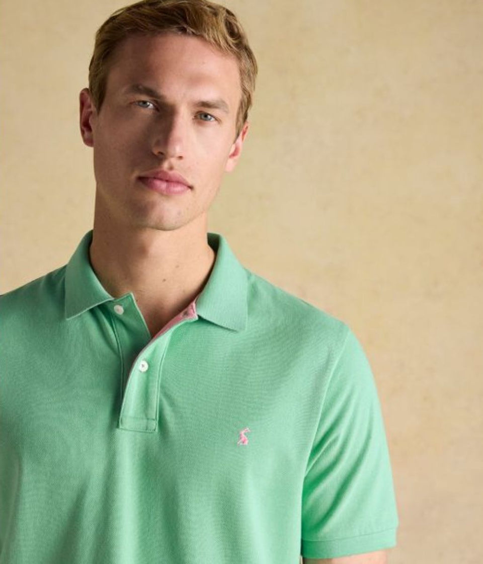 Green Woody Pure Cotton Pique Polo Shirt