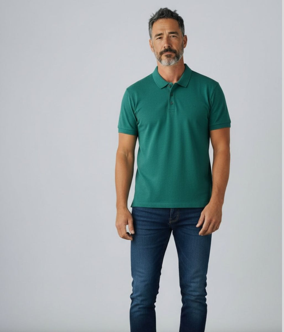 Mens Green Cotton Polo Shirt