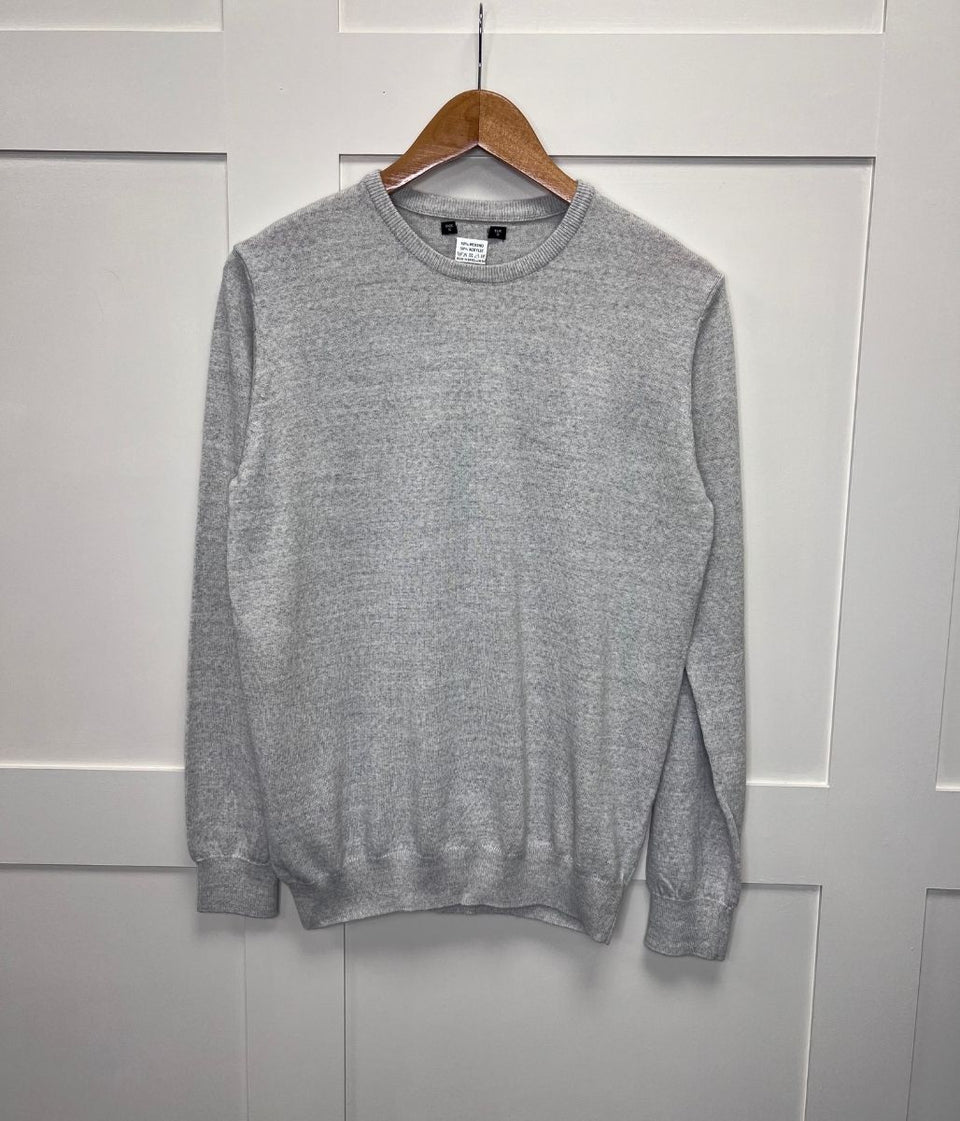 Grey Men's Merino Wool Blend Jumper