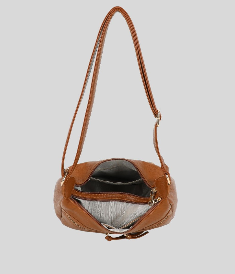 Burgundy Large Zipped Handbag