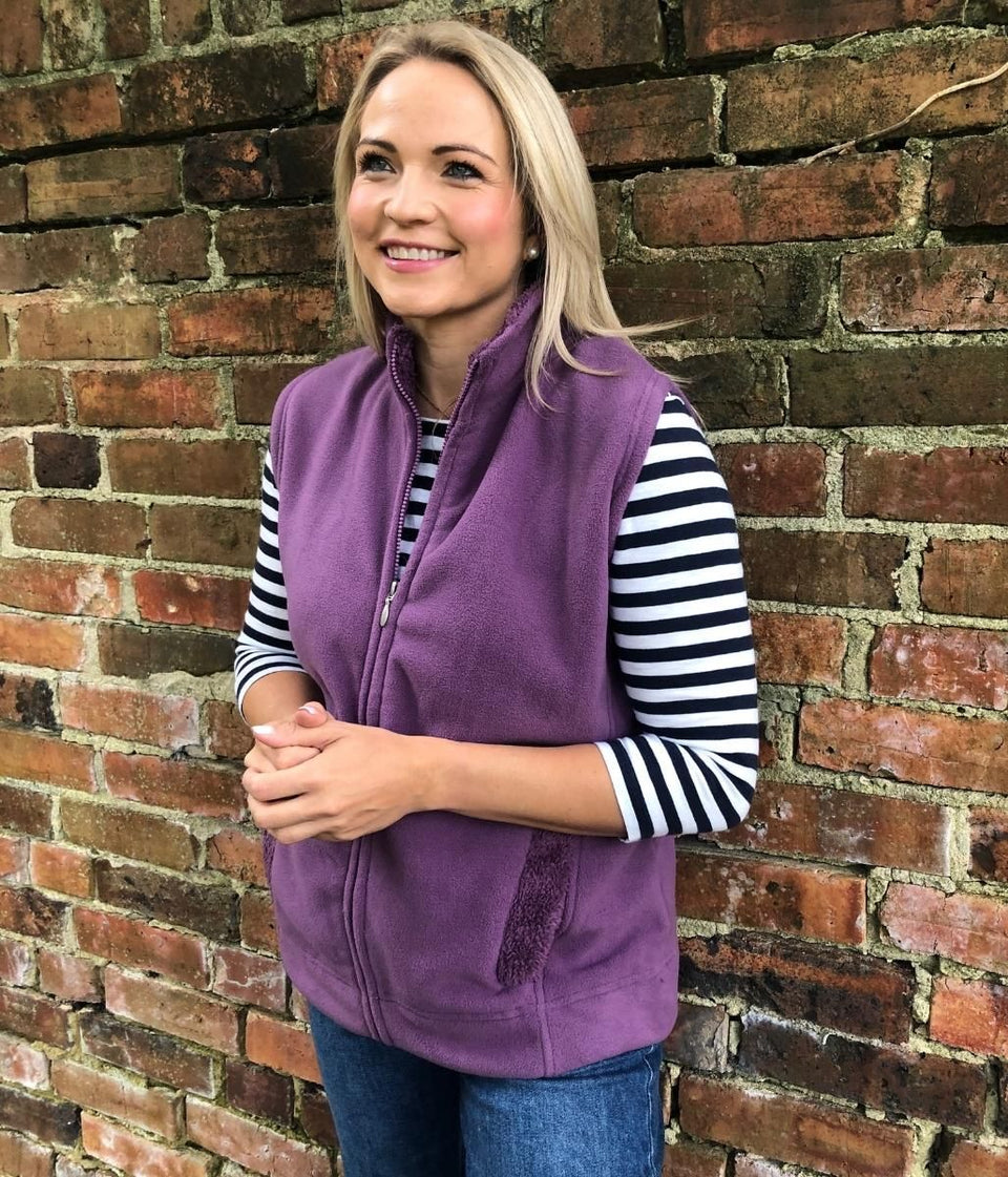 Warm Fur Lined Purple Fleece Gilet