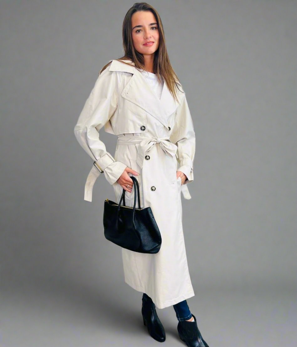 womens stone trench coat belted at half the rrp