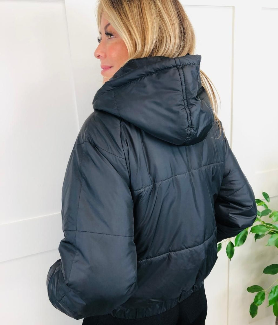 Black Raglan Puffer Jacket