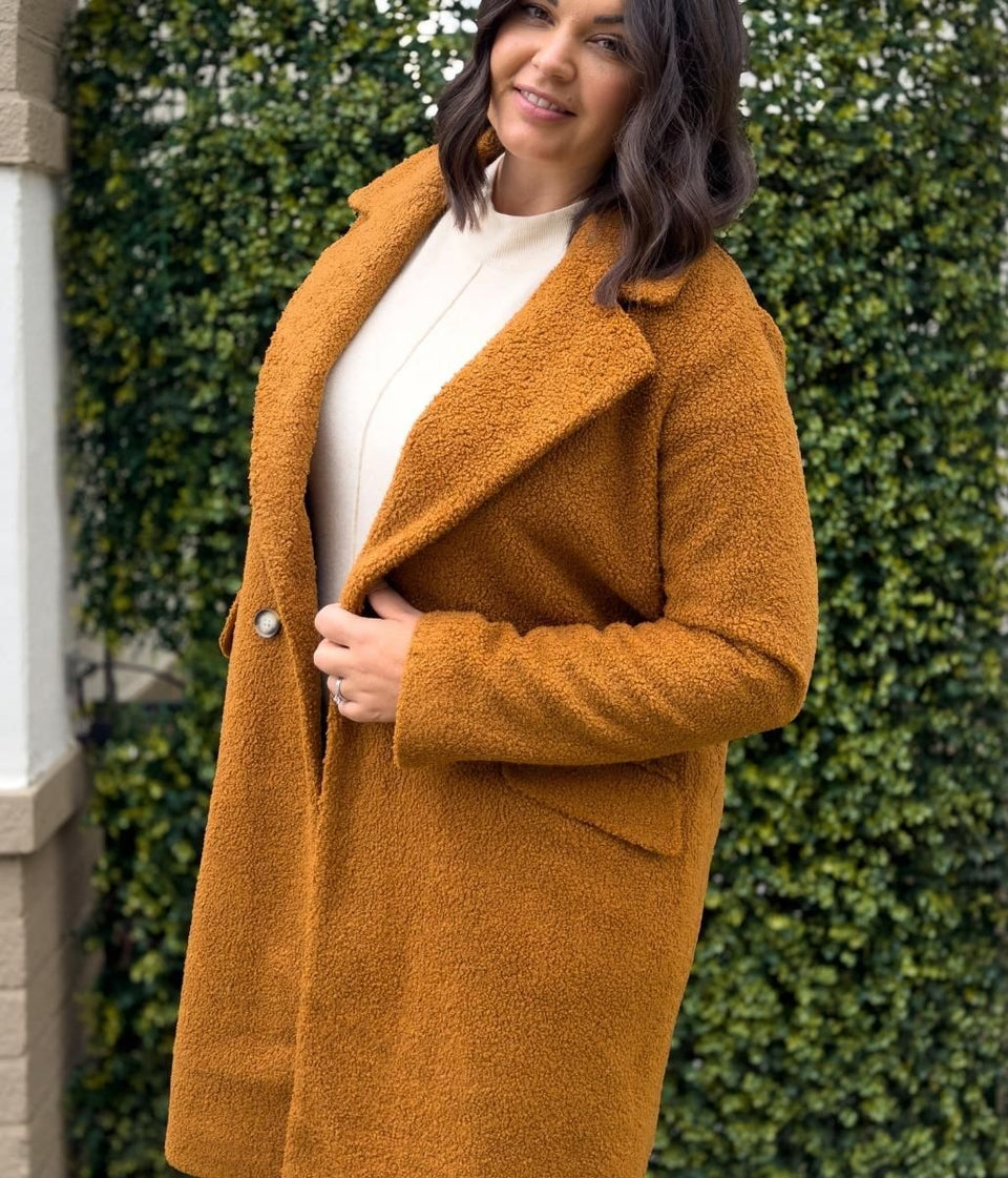 Brown Teddy Boucle Coat