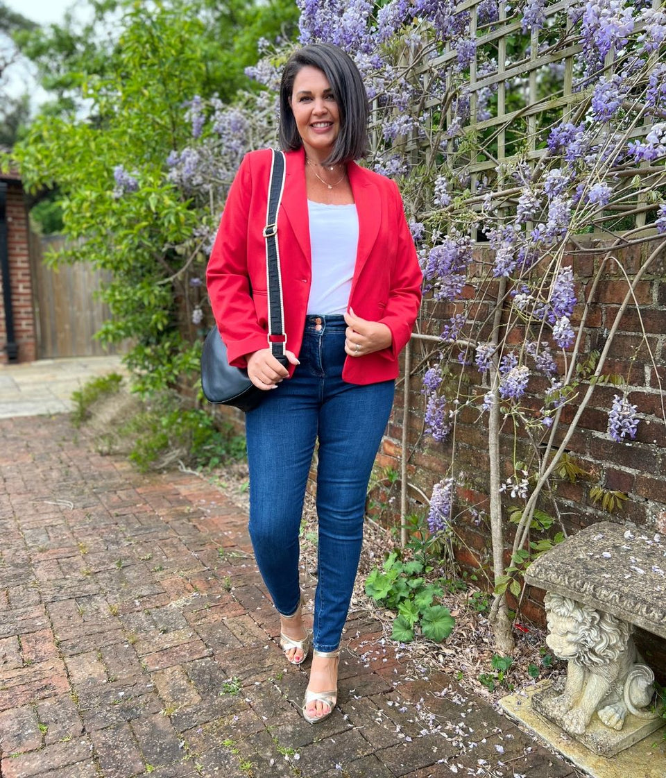 Red Single Breasted Blazer