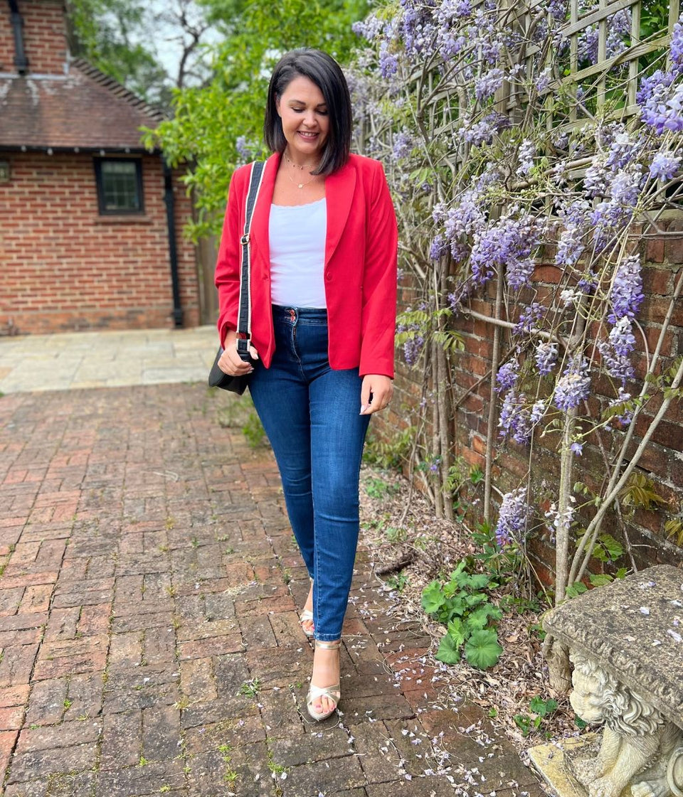 Red Single Breasted Blazer