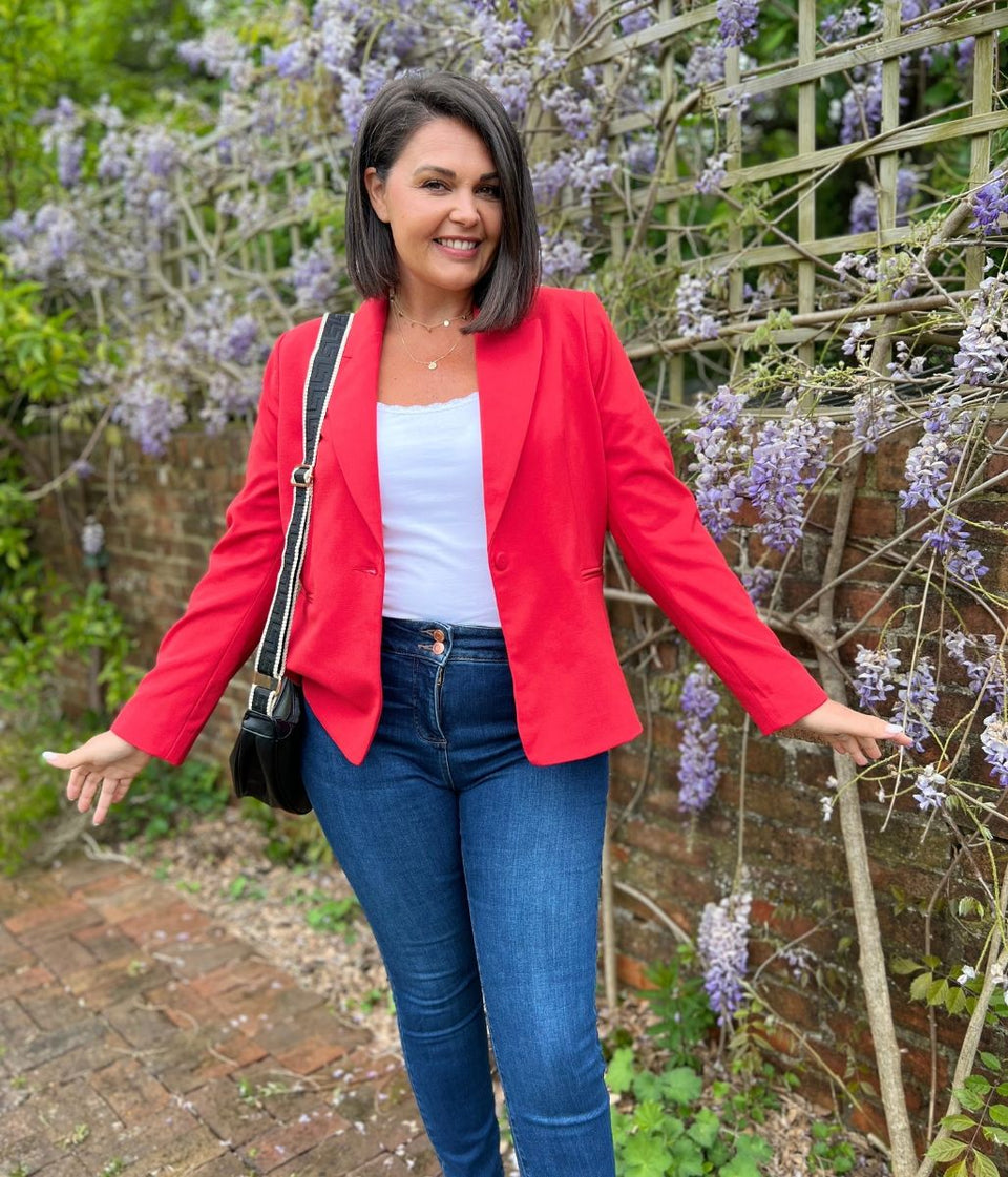 Red Single Breasted Blazer