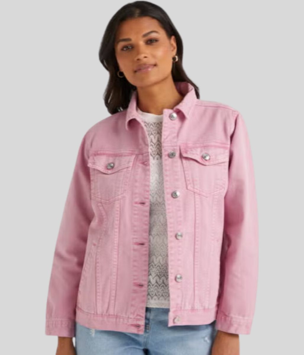 Denim jacket women pink hotsell