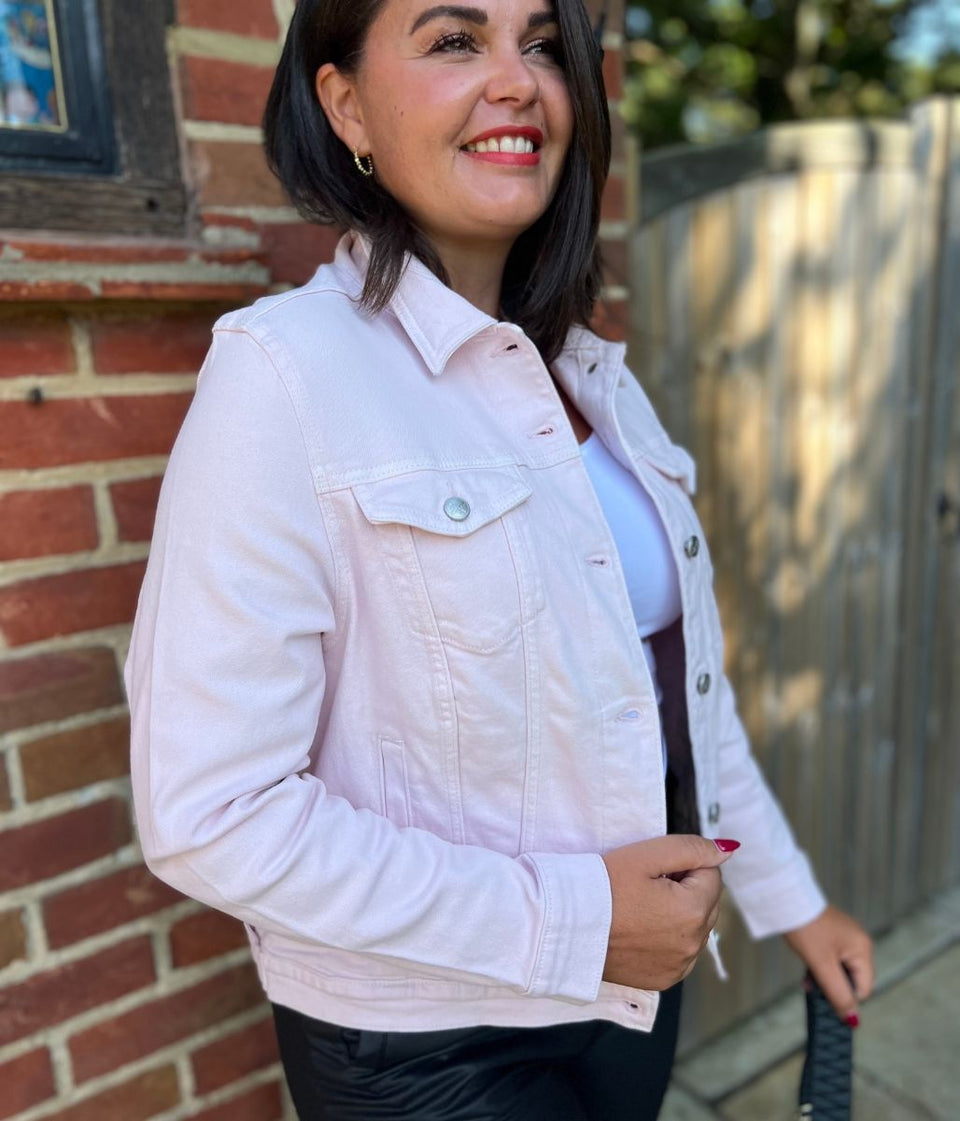 Light Pink Western Denim Jacket