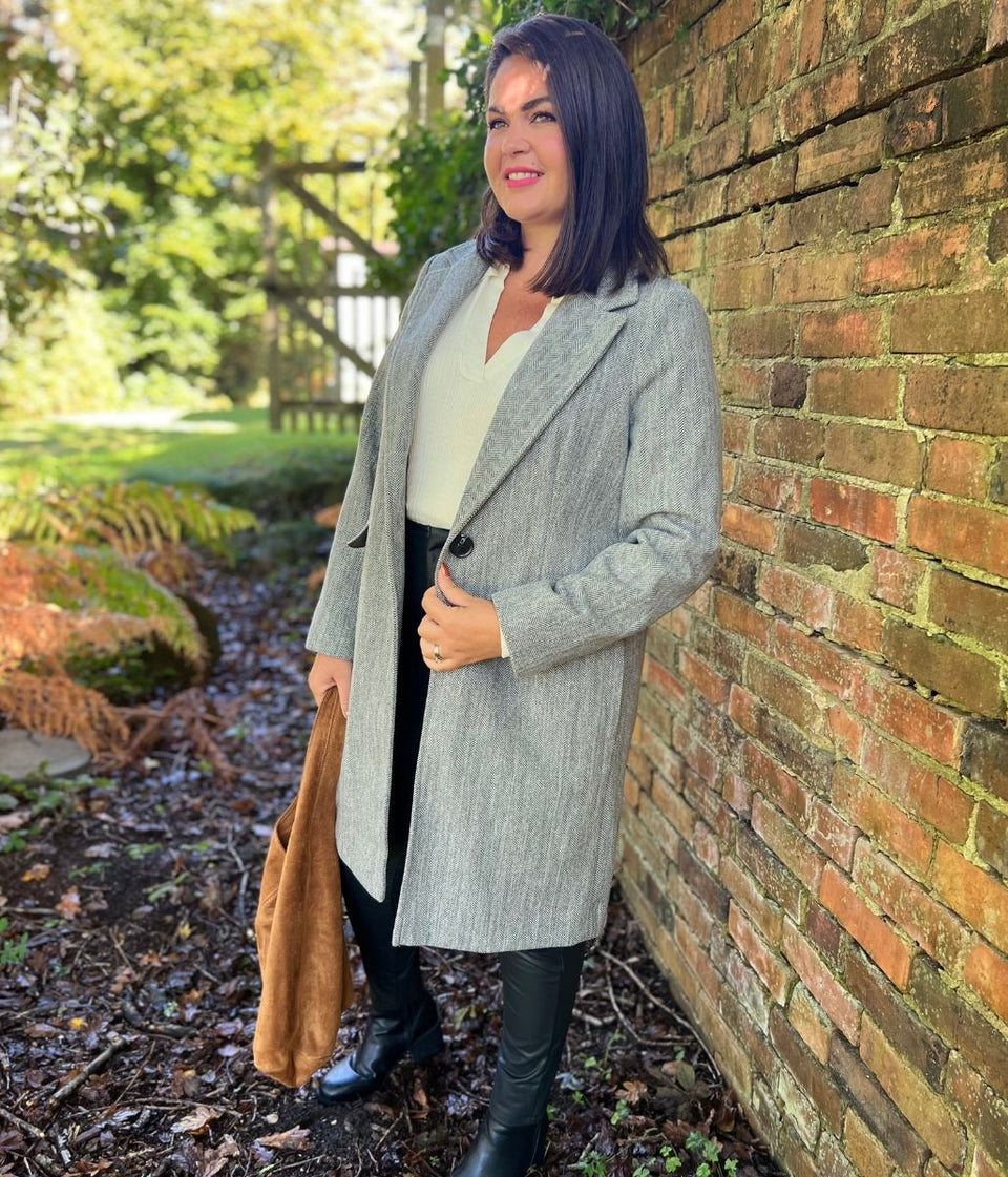 Grey Herringbone Coat