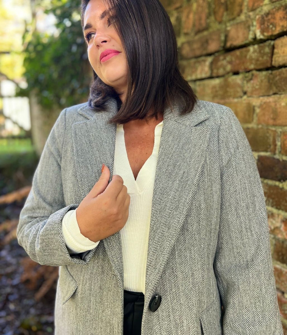 Grey Herringbone Coat