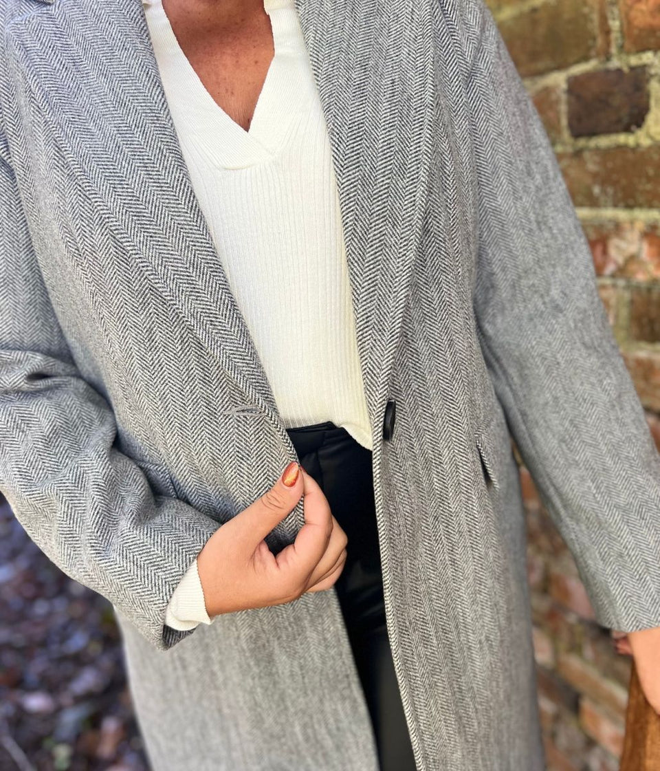 Grey Herringbone Coat