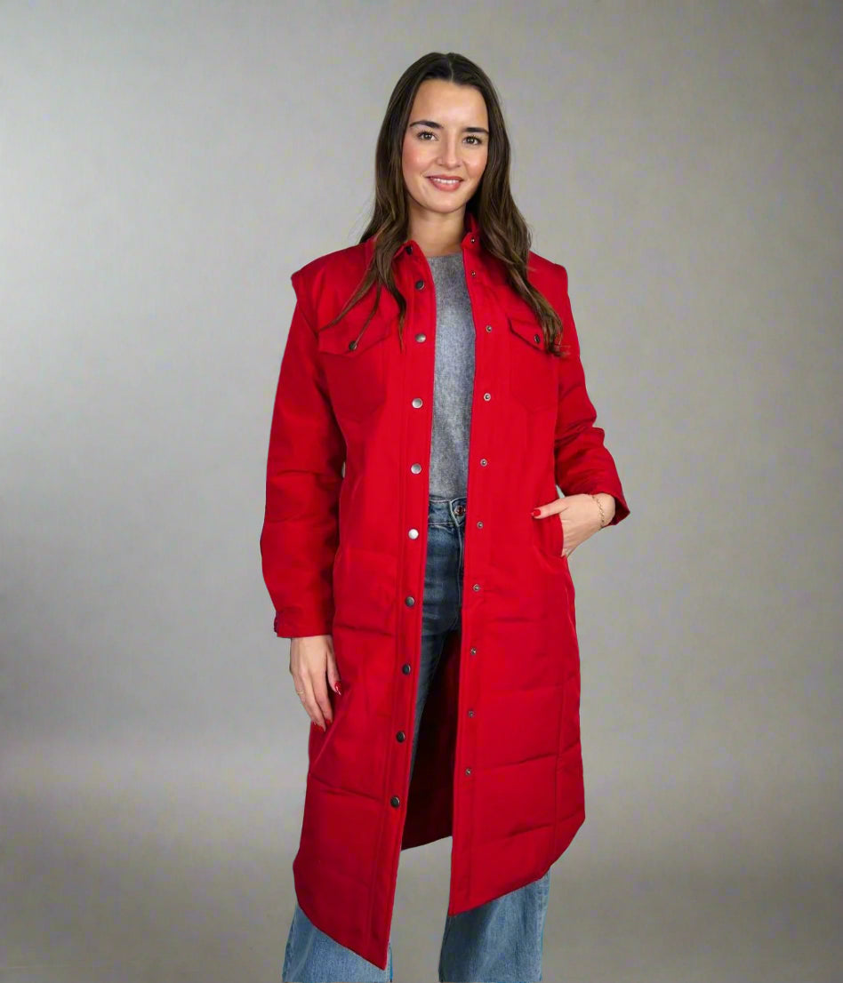 Red Detachable Sleeves Padded Coat