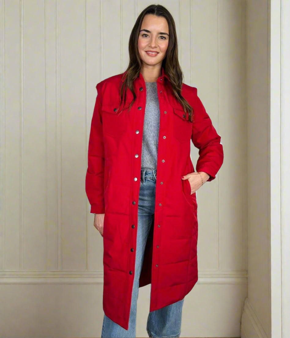 Red Detachable Sleeves Padded Coat