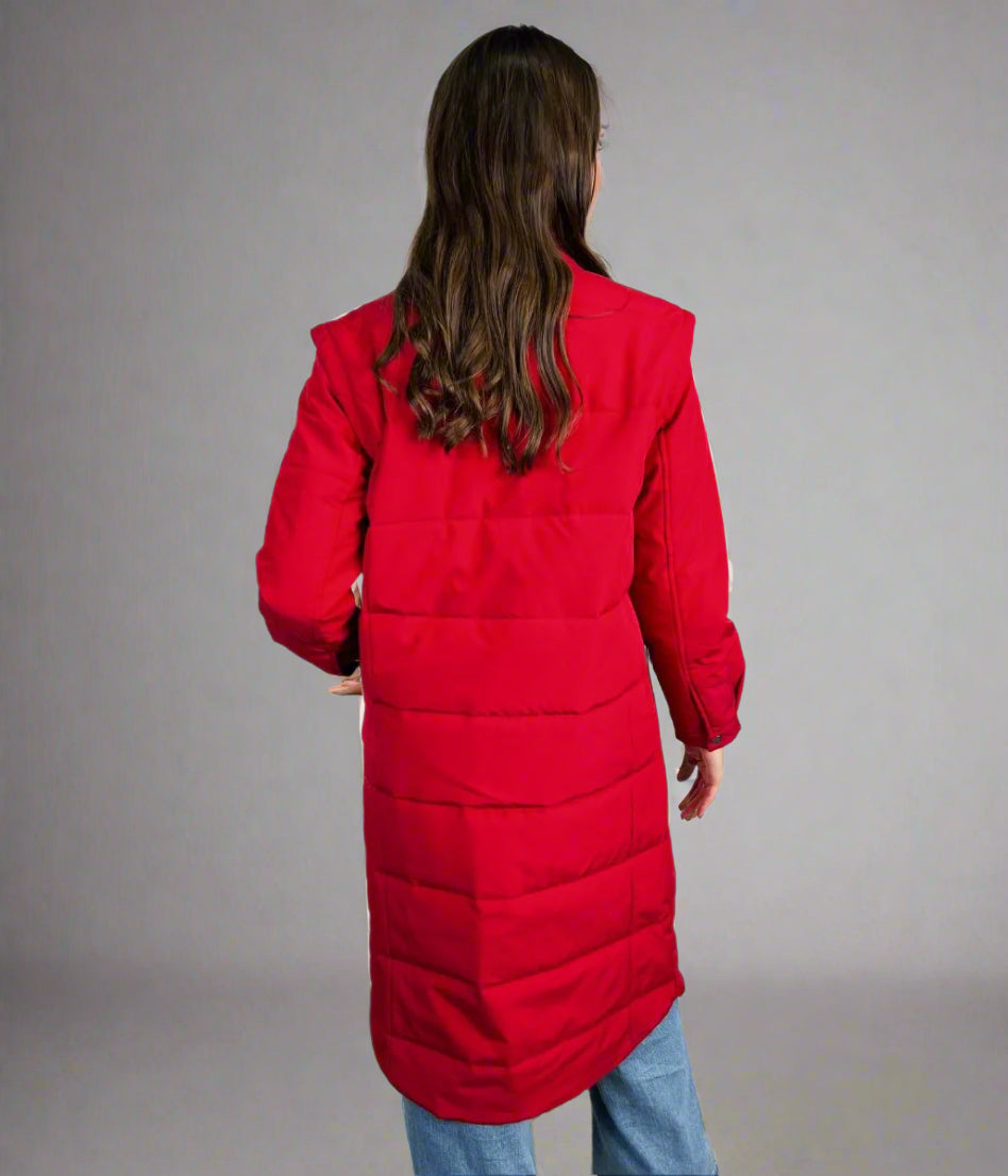 Red Detachable Sleeves Padded Coat