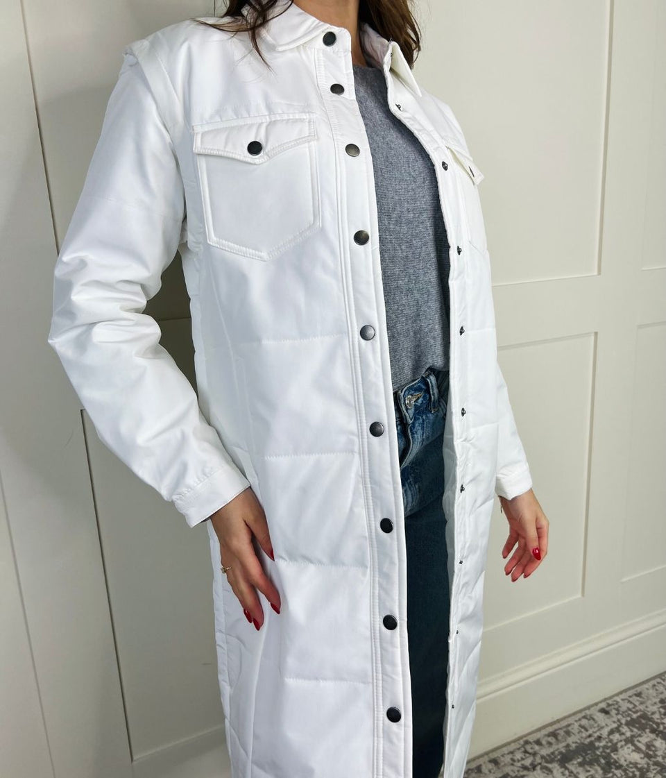 White Detachable Sleeves Padded Coat