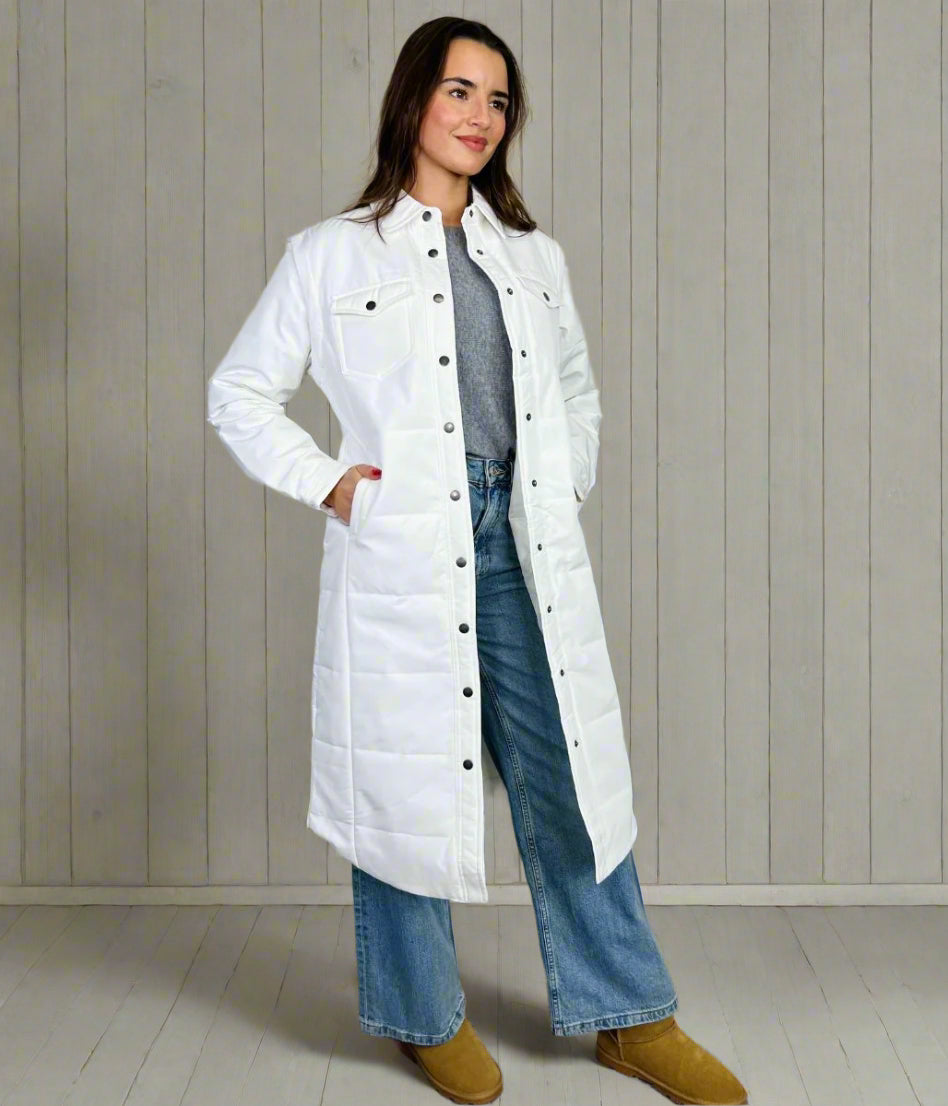 White Detachable Sleeves Padded Coat