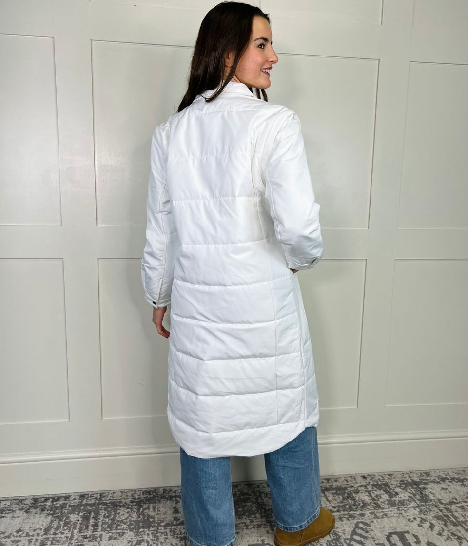 White Detachable Sleeves Padded Coat