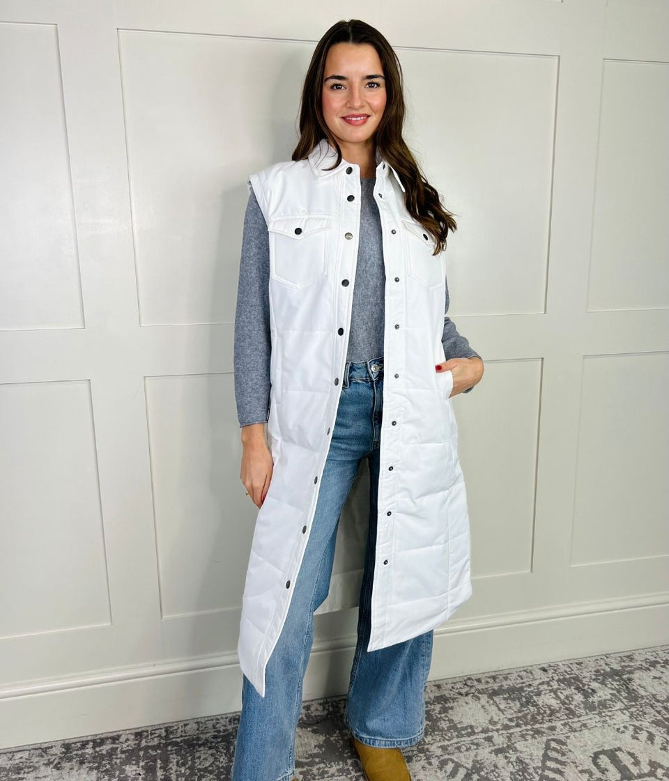 White Detachable Sleeves Padded Coat