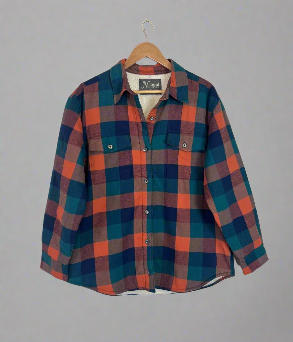 Burnt Orange Sherpa Checked Shirt