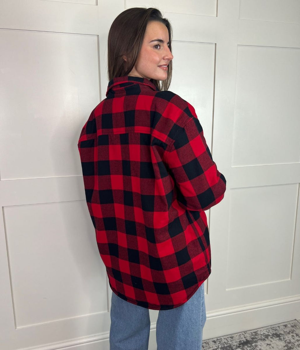 Red Sherpa Checked Shirt