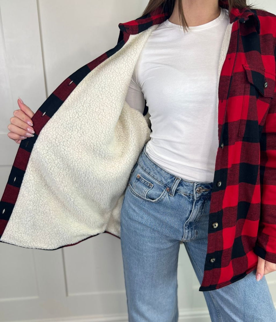 Red Sherpa Checked Shirt