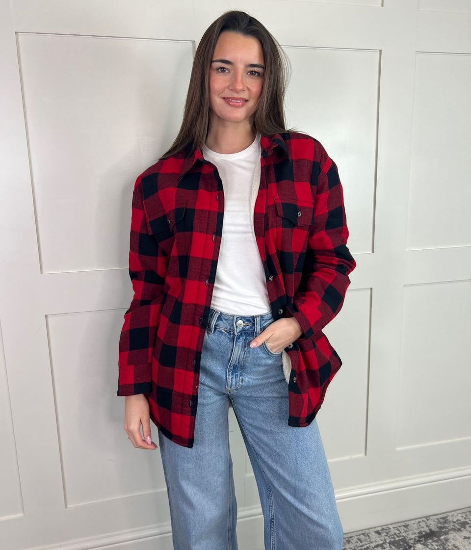 Red Sherpa Checked Shirt