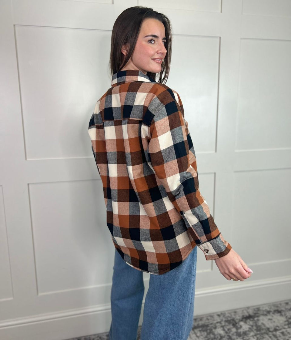 Brown Sherpa Checked Shirt