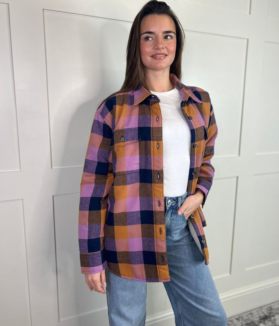 Pink Sherpa Checked Shirt