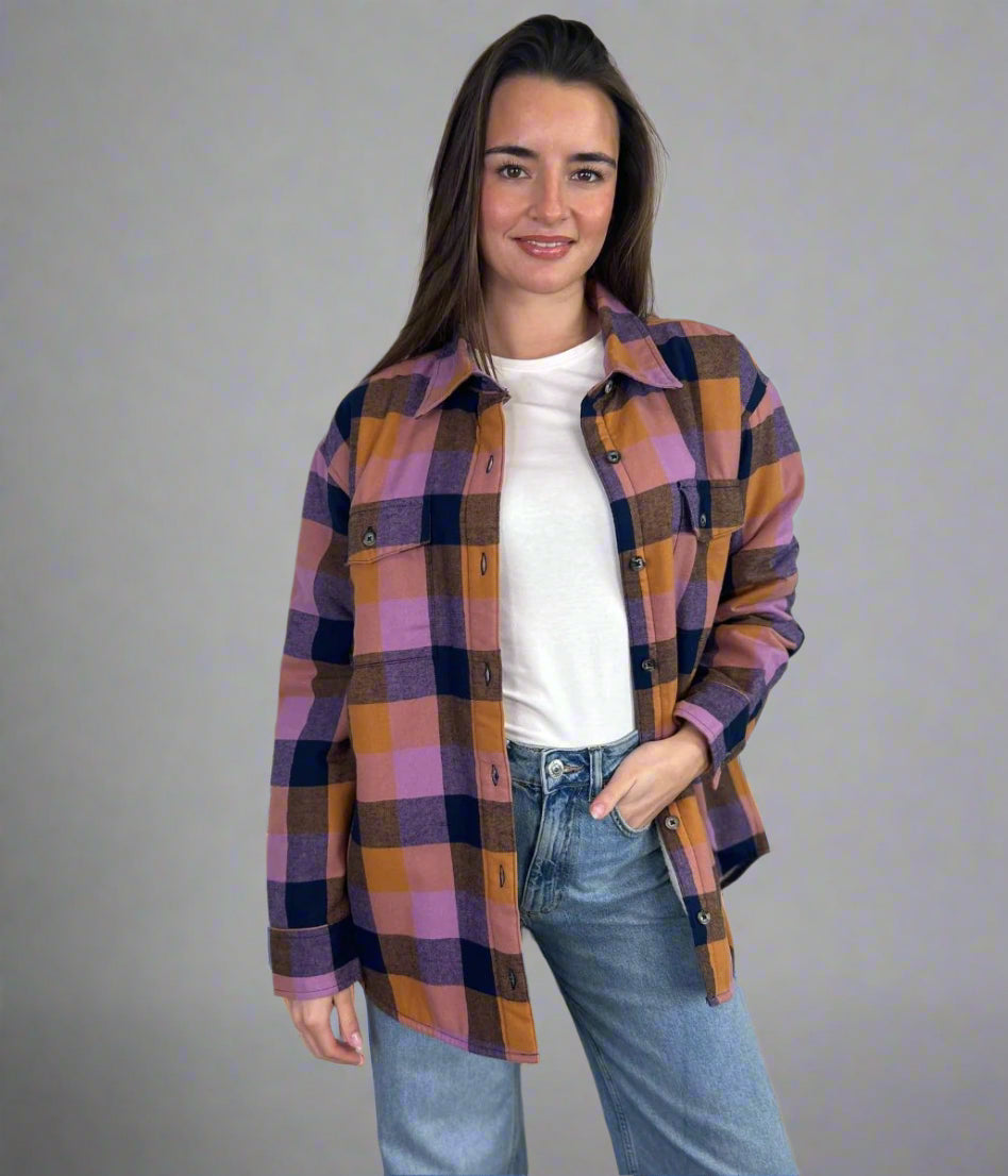 Pink Sherpa Checked Shirt