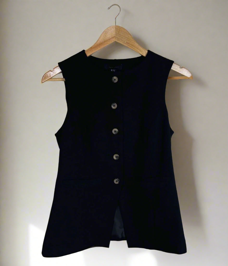 Black Crew Neck Waistcoat