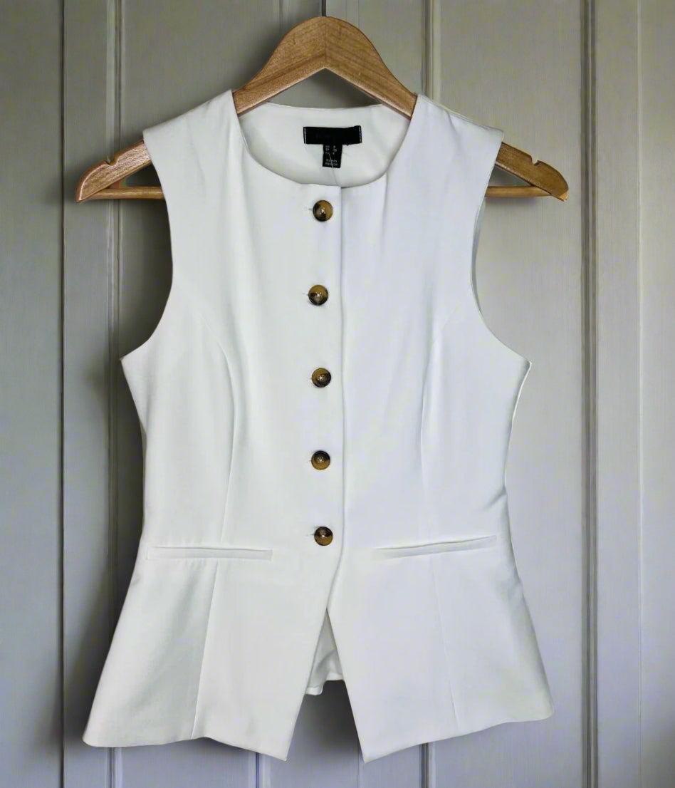 White Crew Neck Waistcoat