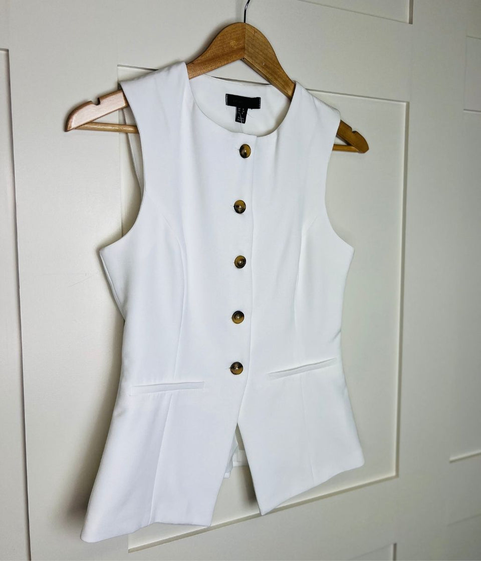 White Crew Neck Waistcoat