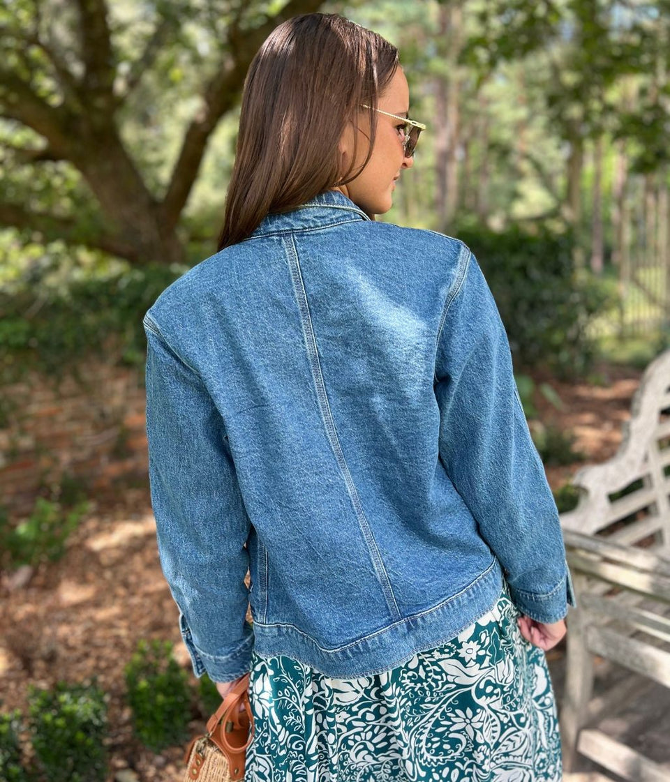 Blue Utility Style Denim Jacket