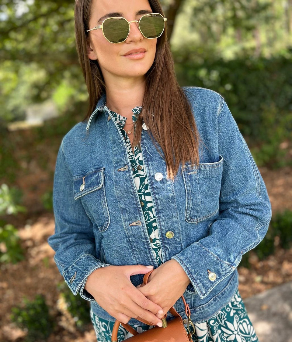 Blue Utility Style Denim Jacket