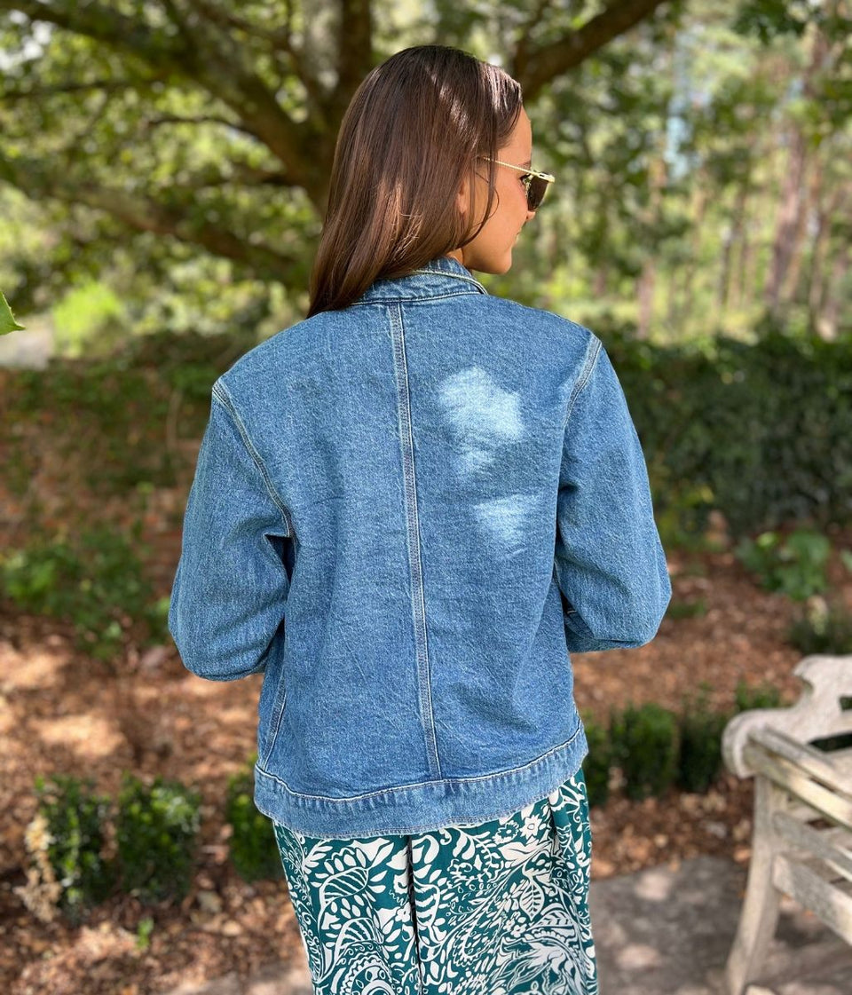 Blue Utility Style Denim Jacket