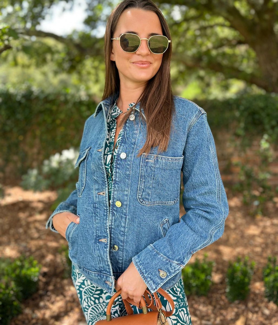 Blue Utility Style Denim Jacket