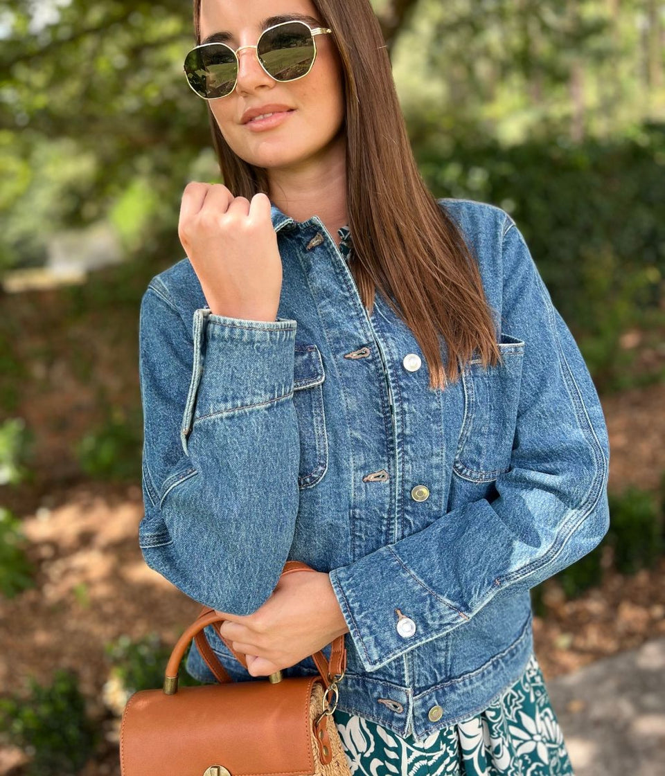 Blue Utility Style Denim Jacket