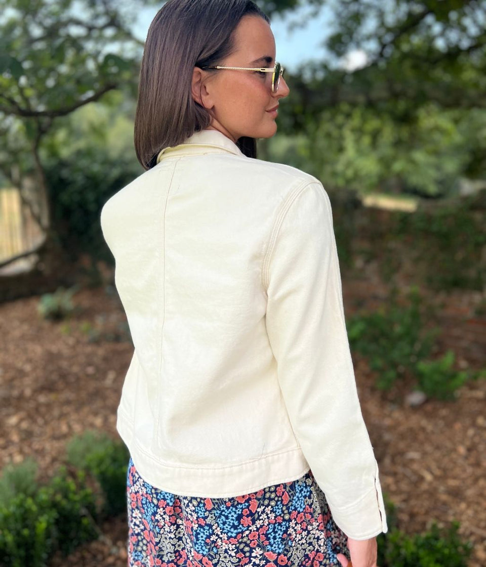 Ecru Utility Style Denim Jacket