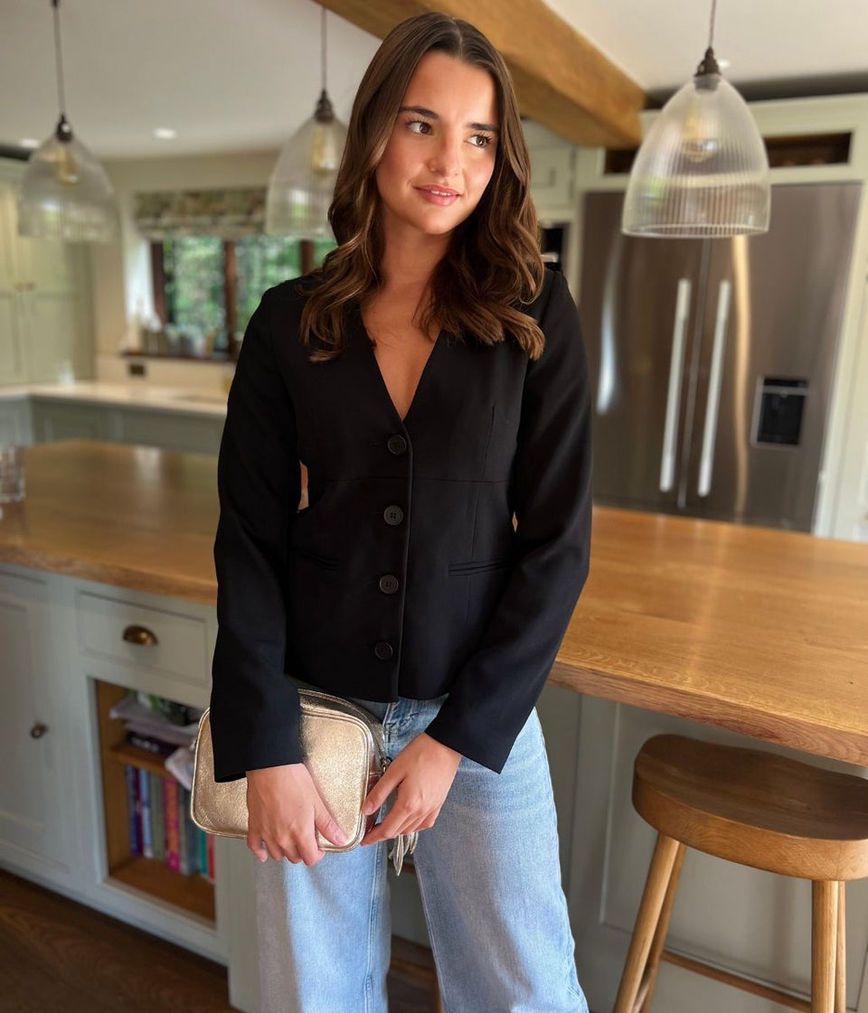 Black V Neck Blazer