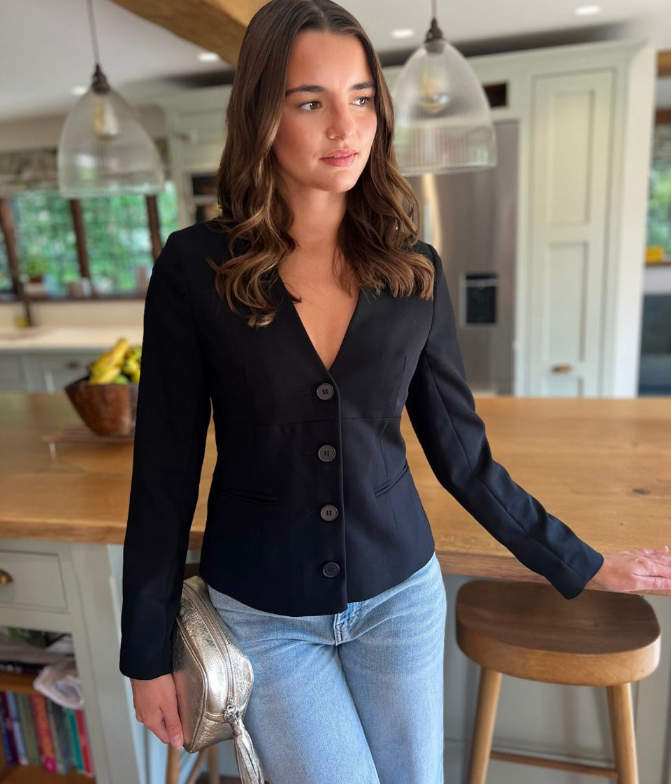 Black V Neck Blazer