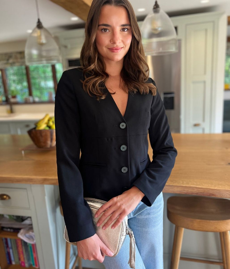 Black V Neck Blazer