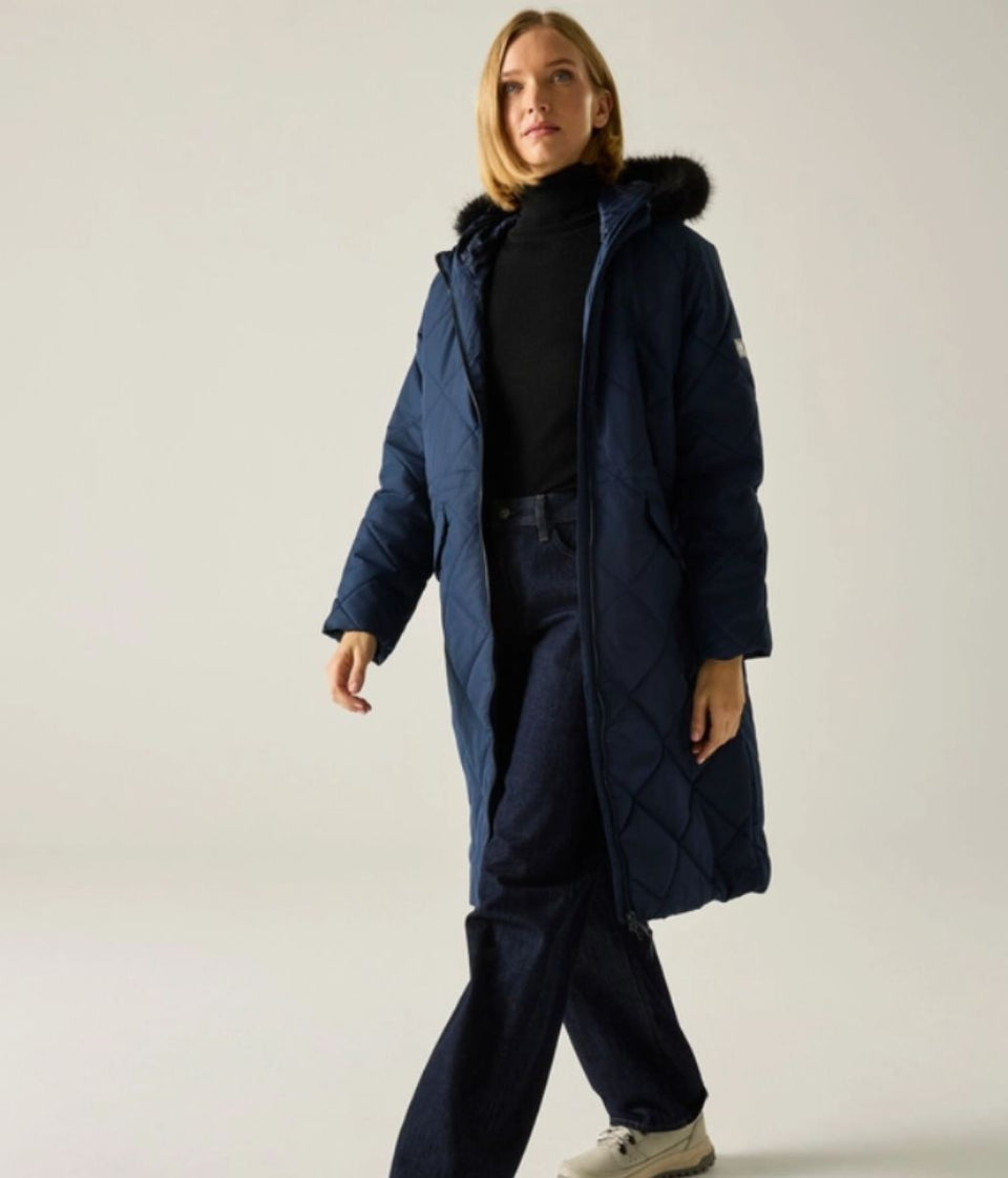 Navy Freyla Quilted Coat