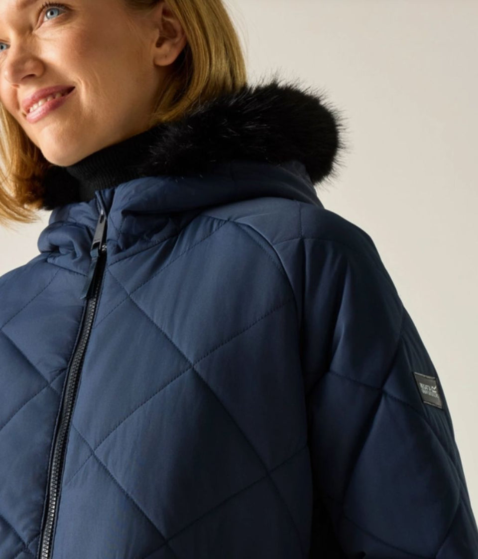 Navy Freyla Quilted Coat