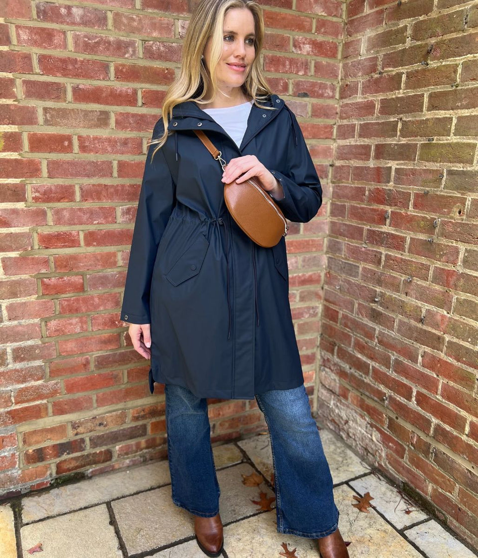 Navy Hooded Showerproof Raincoat