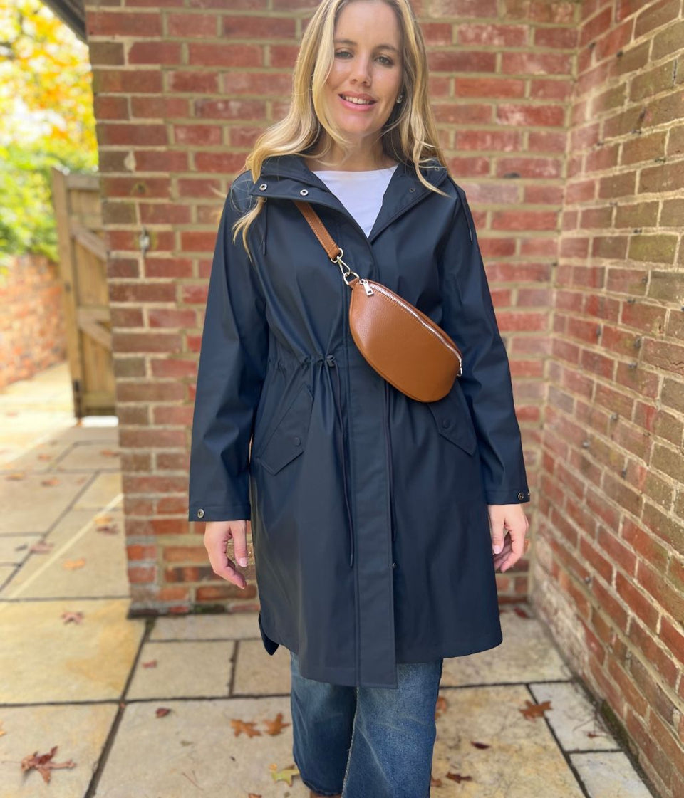 Navy Hooded Showerproof Raincoat