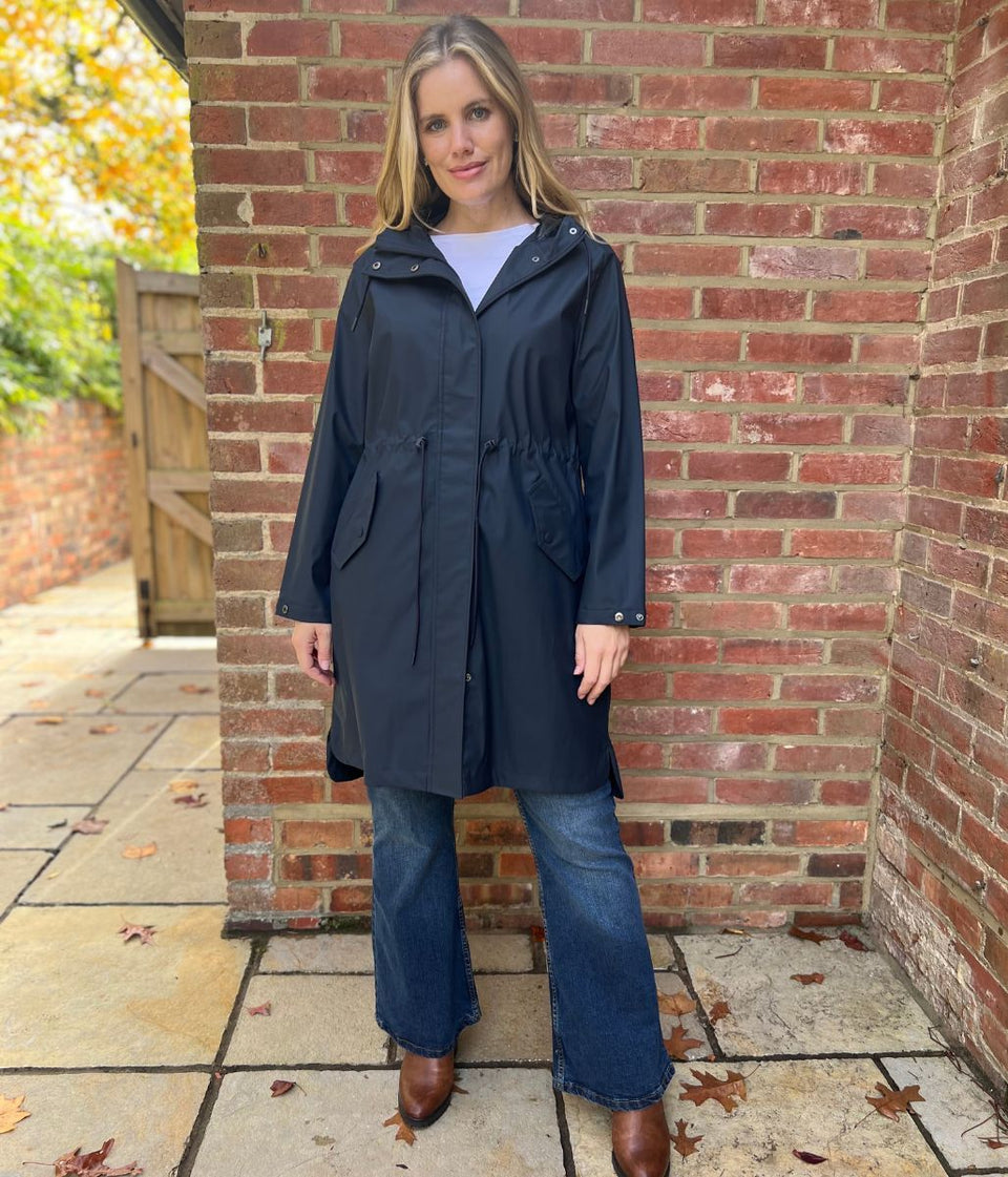 Navy Hooded Showerproof Raincoat