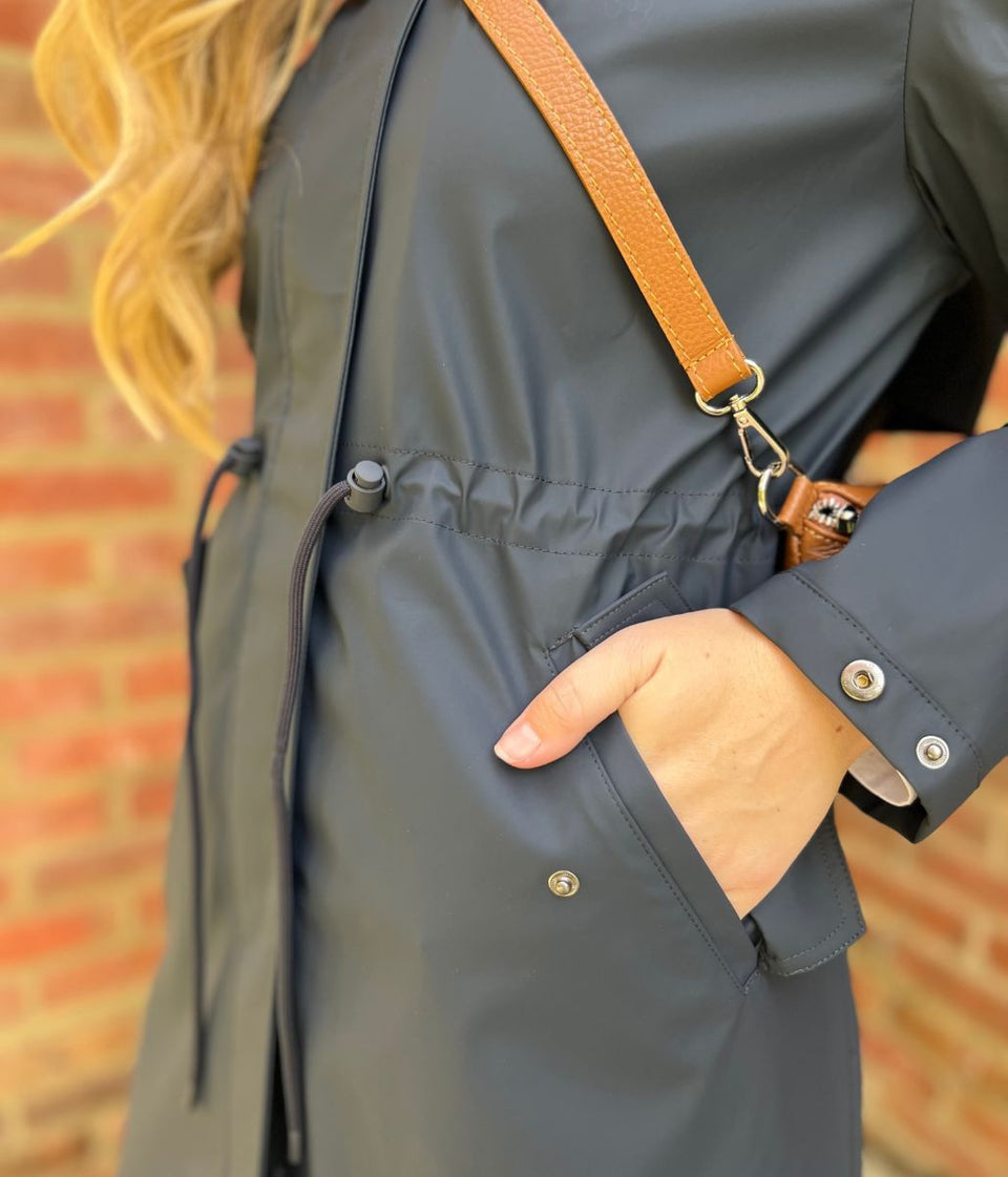 Navy Hooded Showerproof Raincoat