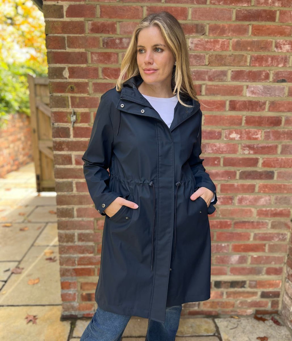 Navy Hooded Showerproof Raincoat